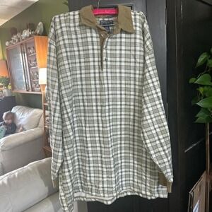 Drummer boy Greek tab and cream corduroy collared‎ med shirt